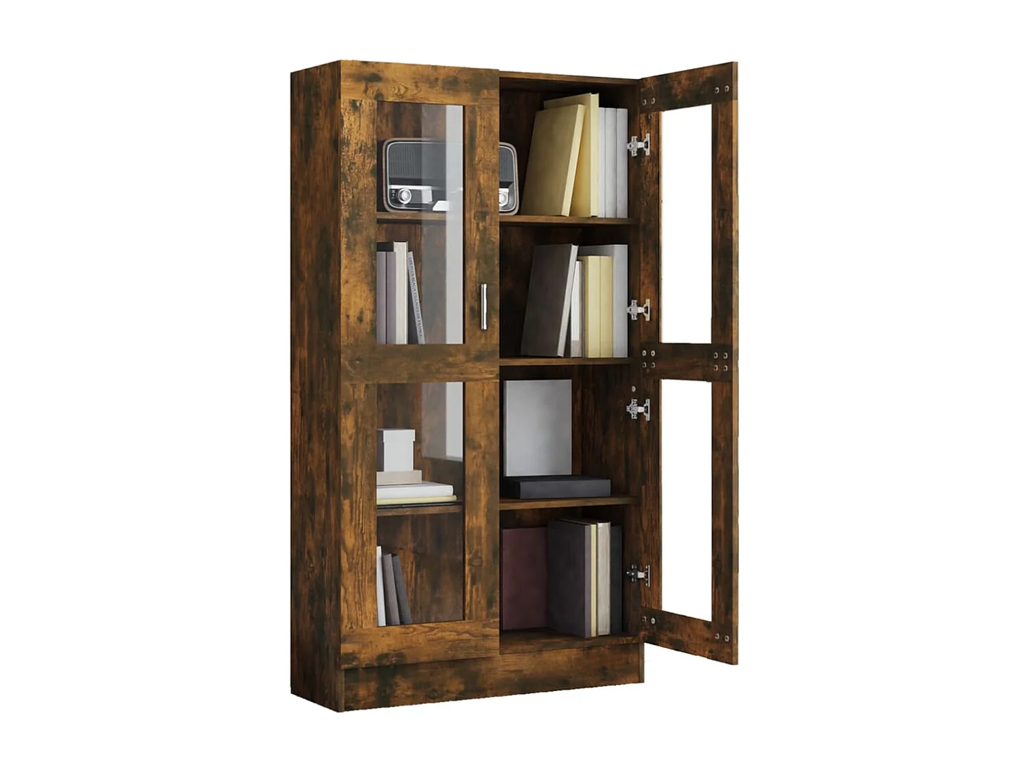 Armoire à vitrine Chêne fumé 82,5x30,5x150 cm Bois d'ingénierie