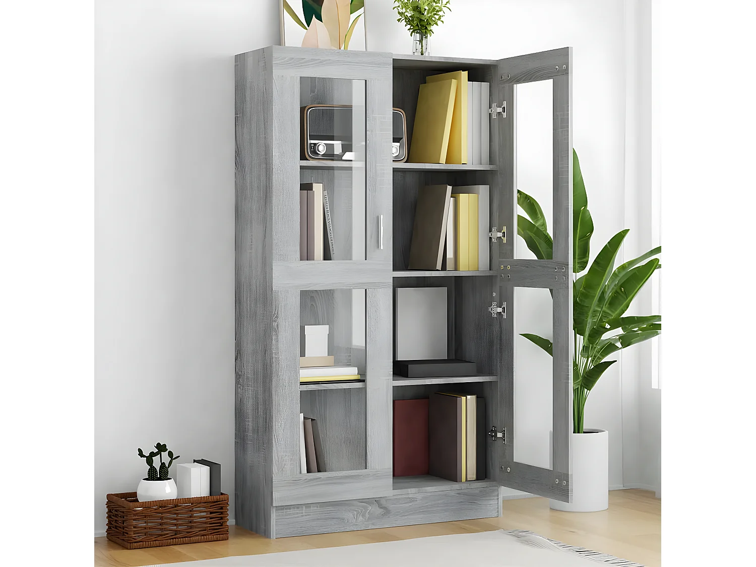 Armoire à vitrine Sonoma gris 82,5x30,5x150cm Bois d'ingénierie