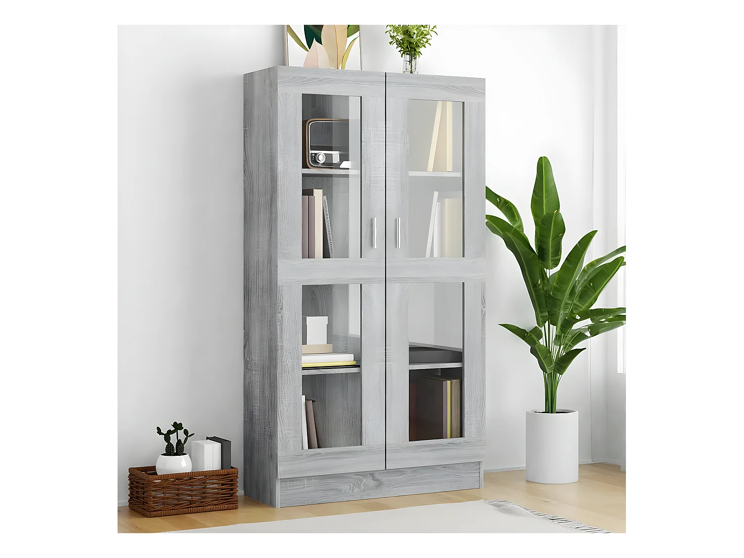 Armoire à vitrine Sonoma gris 82,5x30,5x150cm Bois d'ingénierie
