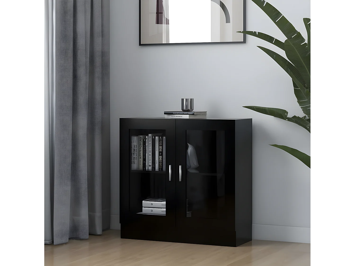 Armoire à vitrine Noir 82,5x30,5x80 cm Aggloméré
