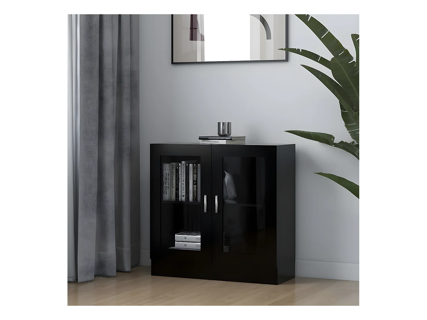 Armoire à vitrine Noir 82,5x30,5x80 cm Aggloméré