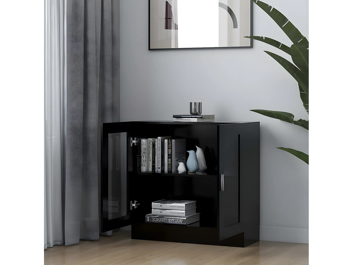 Armário vitrine 82,5x30,5x80 cm contraplacado preto