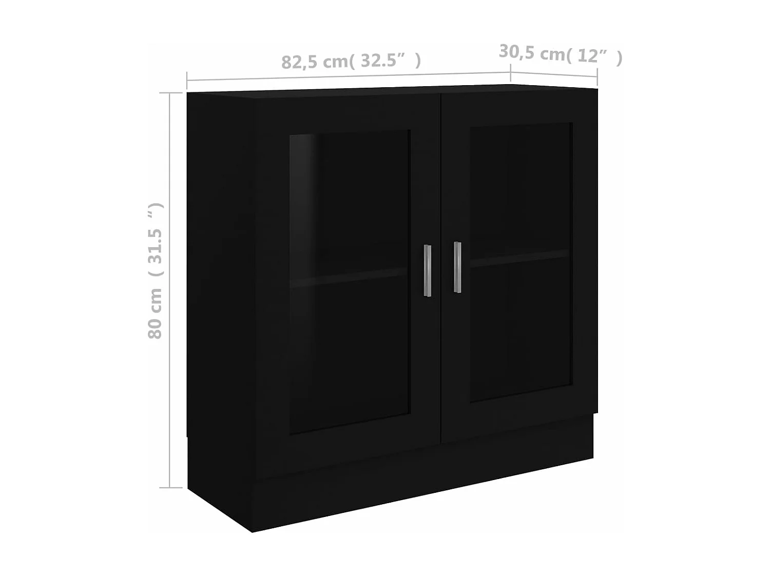 Armário vitrine 82,5x30,5x80 cm contraplacado preto
