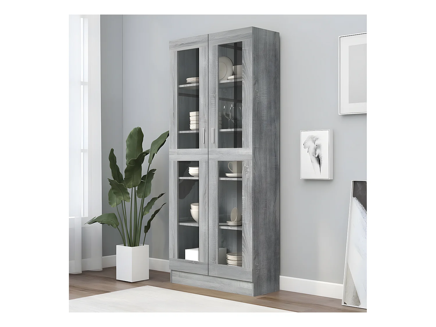 Armoire à vitrine Sonoma gris 82,5x30,5x185,5cm Bois ingénierie