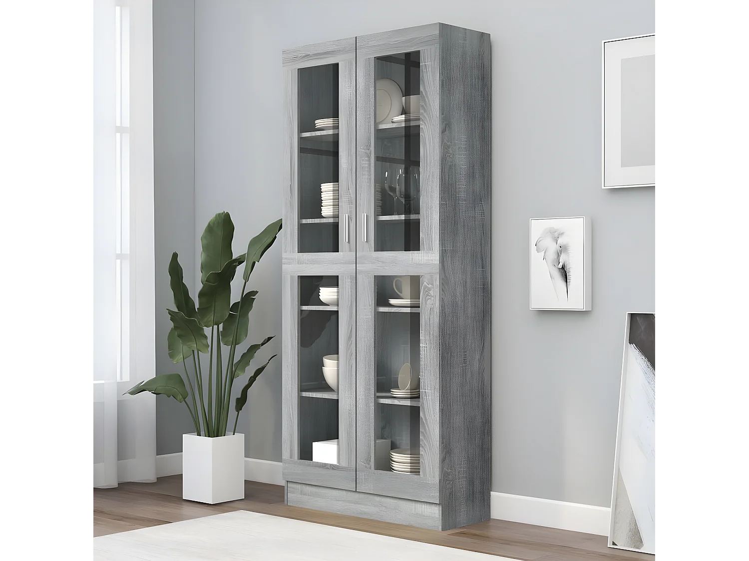 Armoire à vitrine Sonoma gris 82,5x30,5x185,5cm Bois ingénierie