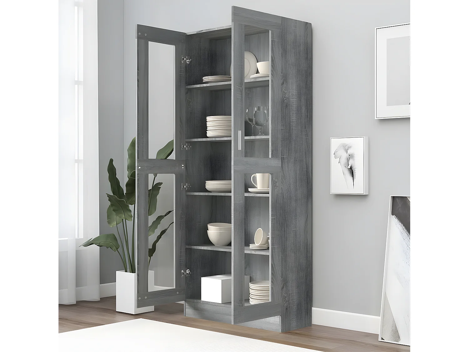 Armoire à vitrine Sonoma gris 82,5x30,5x185,5cm Bois ingénierie