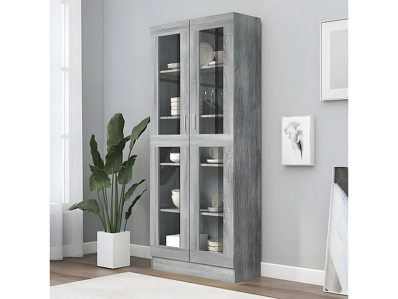 Armoire à vitrine Sonoma gris 82,5x30,5x185,5cm Bois ingénierie