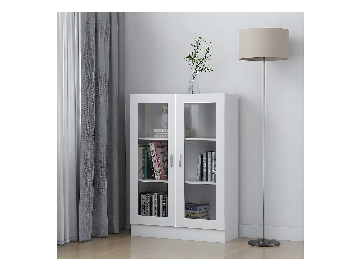 Armoire à vitrine Blanc 82,5x30,5x115 cm Aggloméré