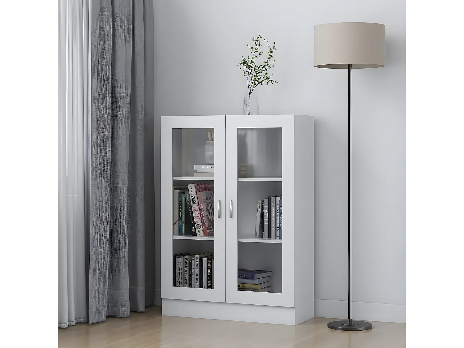 Armário vitrine 82,5x30,5x115 cm contraplacado branco