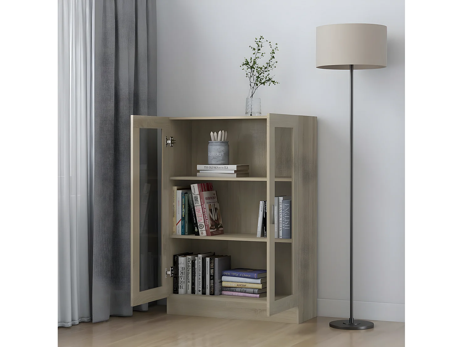 Armoire à vitrine Chêne sonoma 82,5x30,5x115 cm Aggloméré