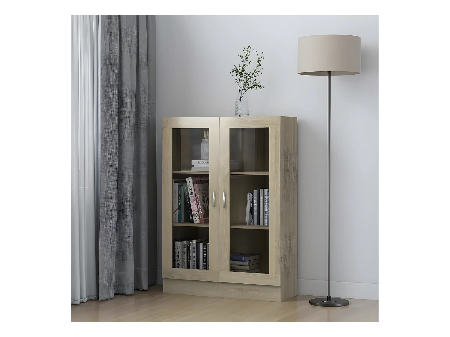 Armoire à vitrine Chêne sonoma 82,5x30,5x115 cm Aggloméré