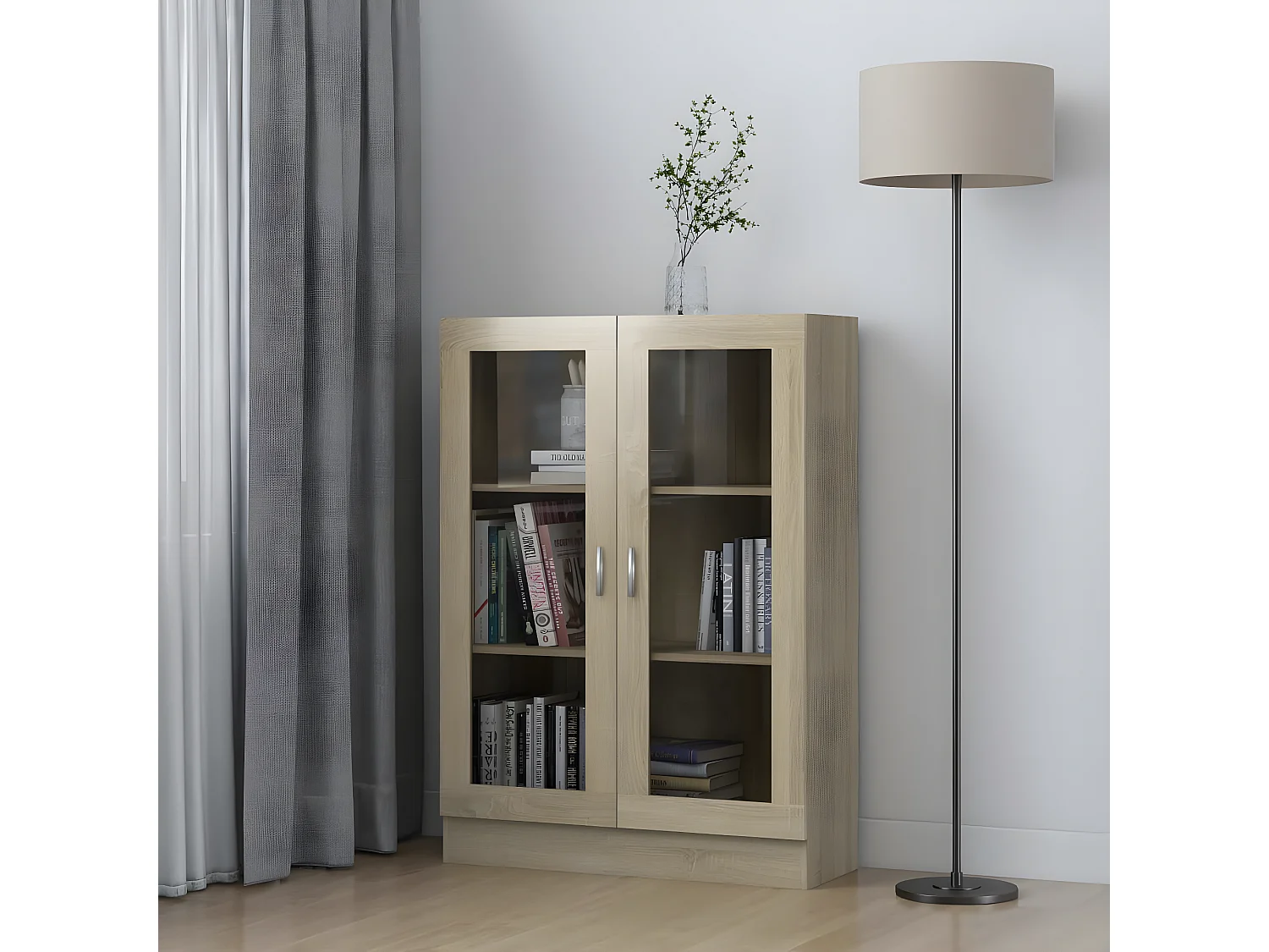 Armoire à vitrine Chêne sonoma 82,5x30,5x115 cm Aggloméré