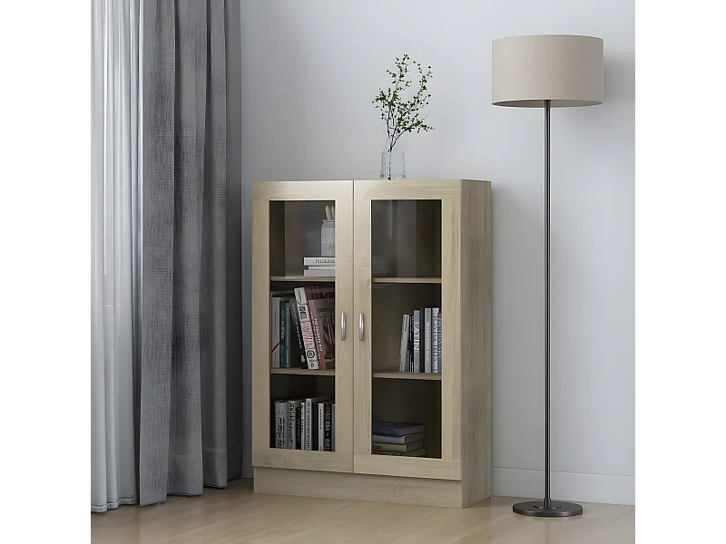 Vitrinekast 82,5x30,5x115 cm bewerkt hout sonoma eikenkleurig