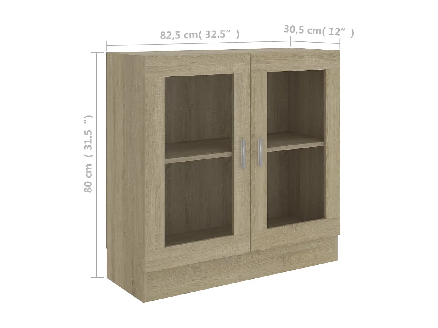 Armário vitrine 82,5x30,5x80cm contraplacado carvalho sonoma