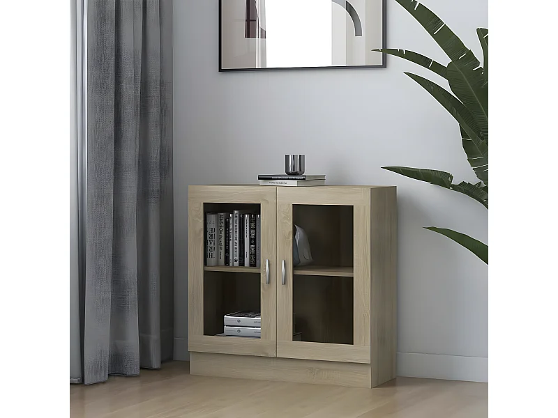 Armoire à vitrine Chêne sonoma 82,5x30,5x80 cm Aggloméré