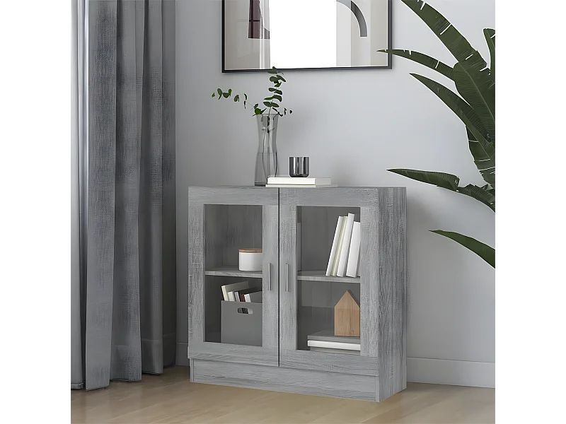 Vitrine 82,5x30,5x80 cm derivados madeira cinzento sonoma