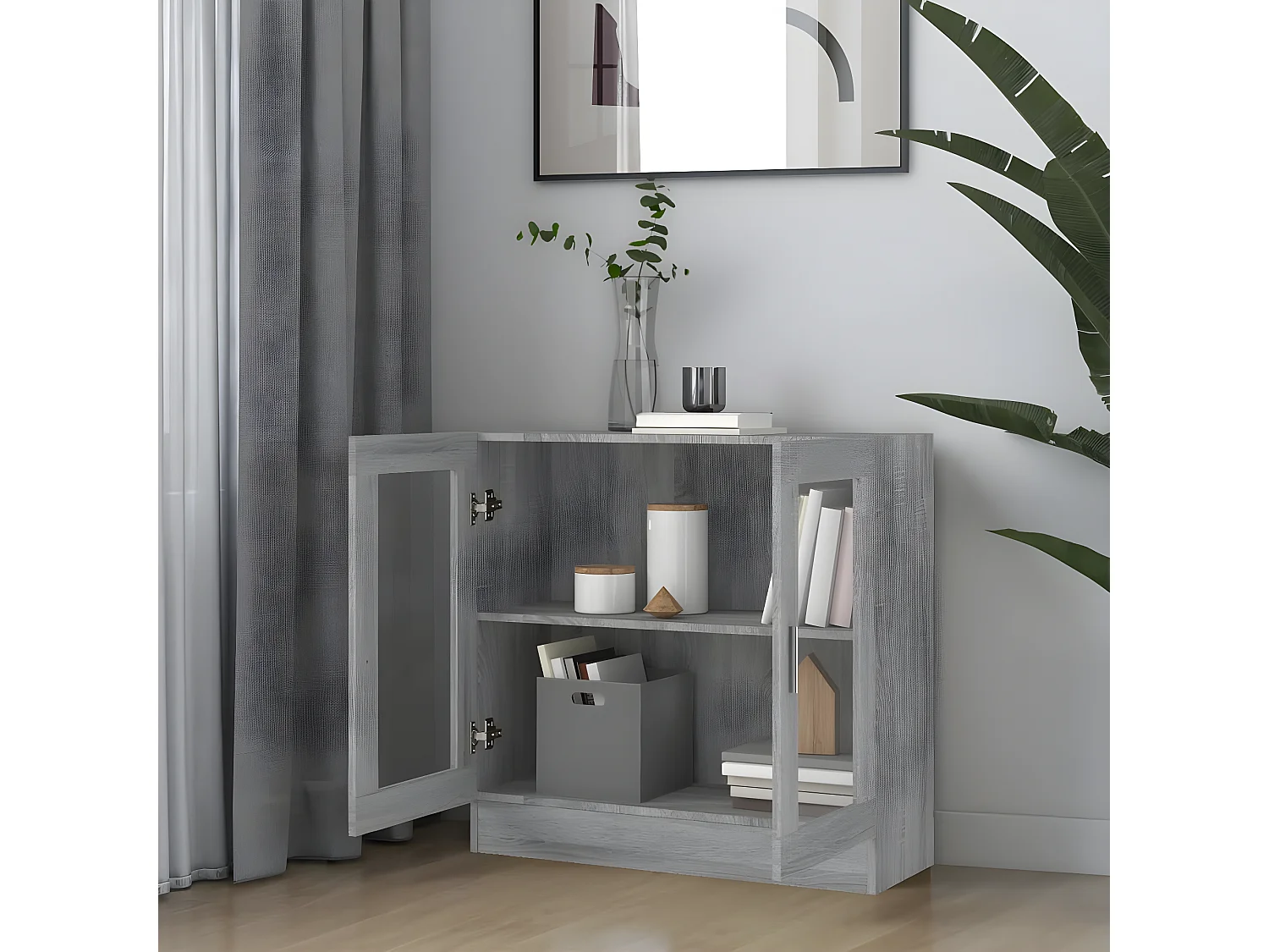 Armoire à vitrine Sonoma gris 82,5x30,5x80 cm Bois d'ingénierie