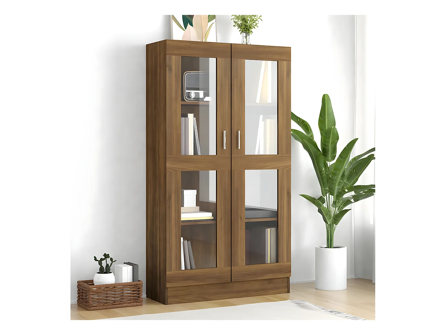 Vitrine 82,5x30,5x150 cm derivados de madeira carvalho castanho