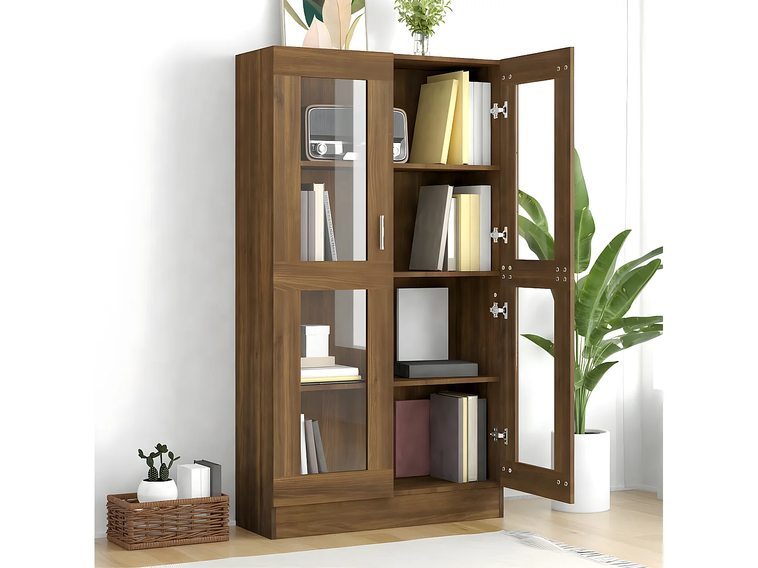 Vitrina madera contrachapada roble marrón 82,5x30,5x150 cm