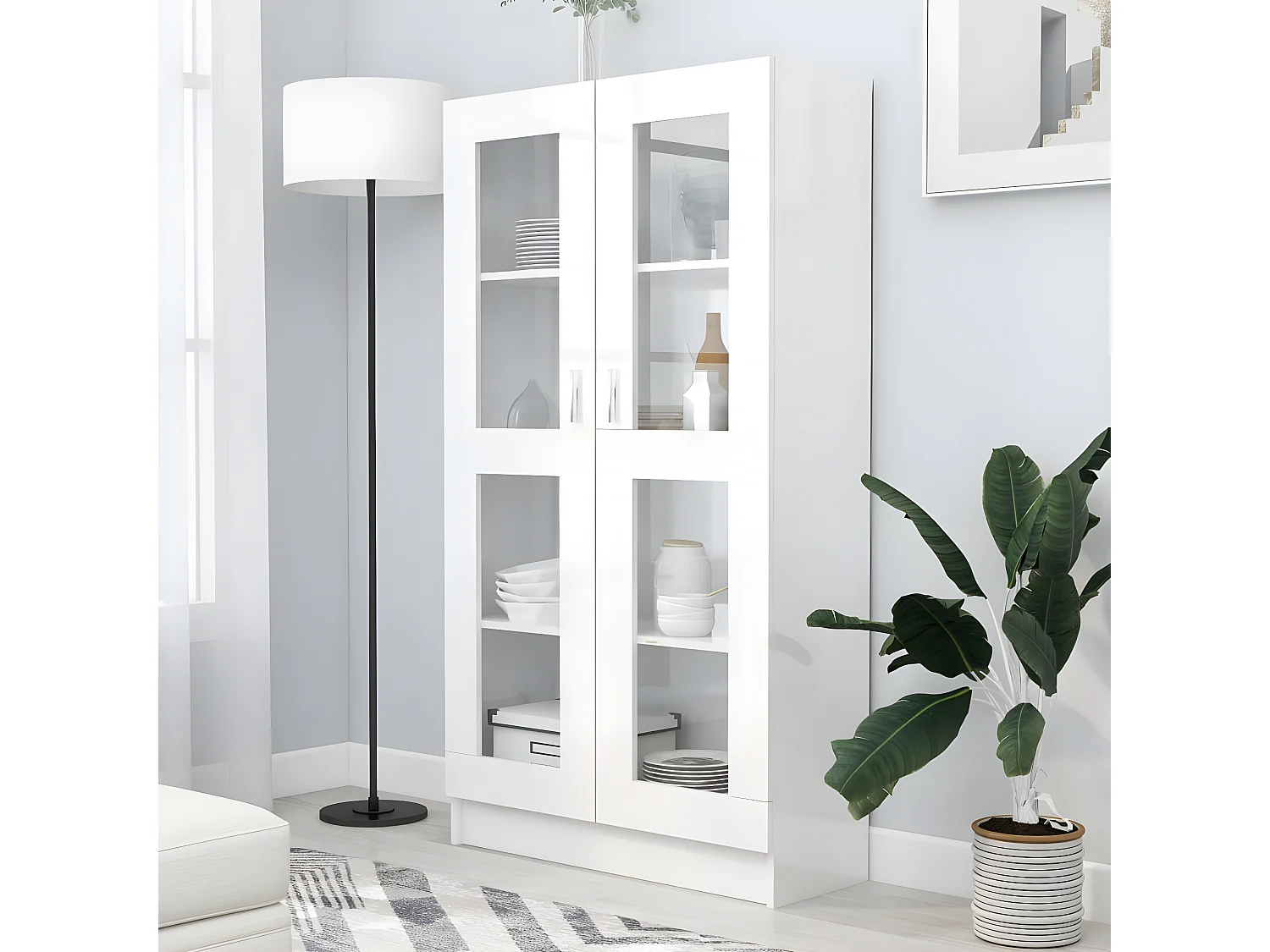 Armoire à vitrine Blanc brillant 82,5x30,5x150 cm Aggloméré
