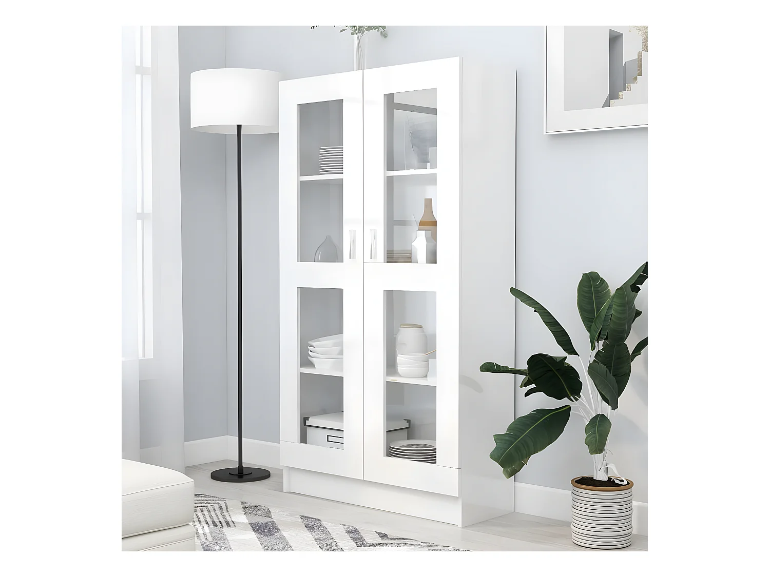 Armoire à vitrine Blanc brillant 82,5x30,5x150 cm Aggloméré