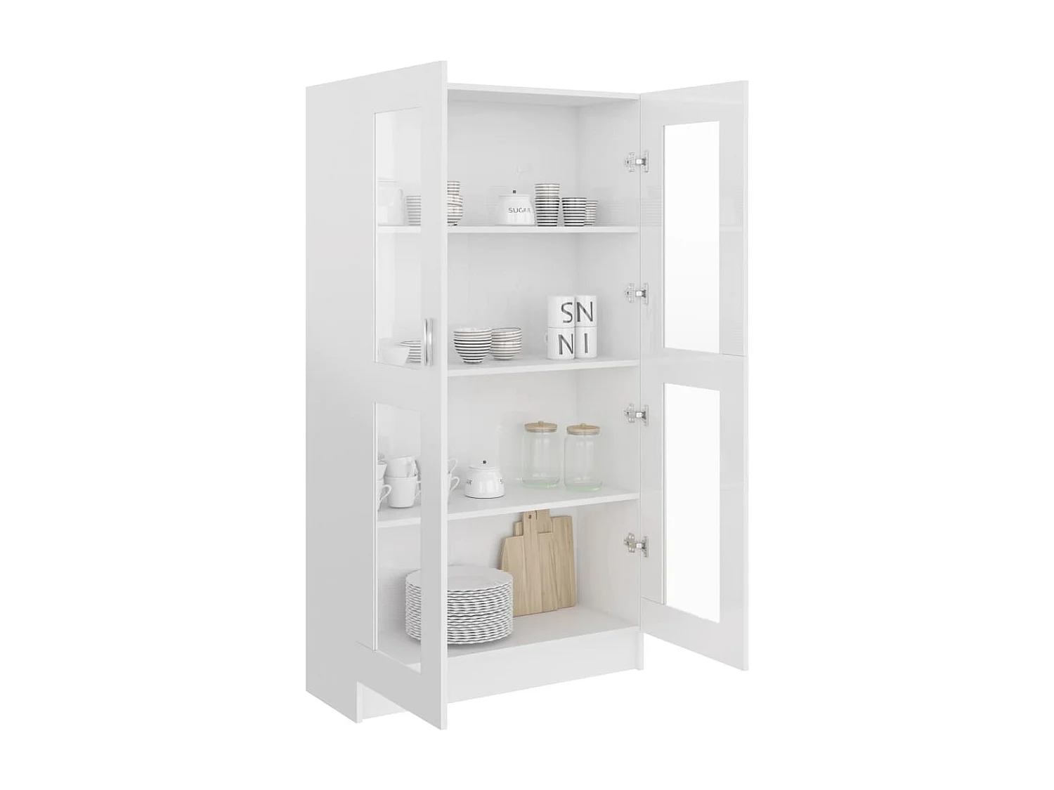 Armário vitrine 82,5x30,5x150 cm contraplacado branco brilhante