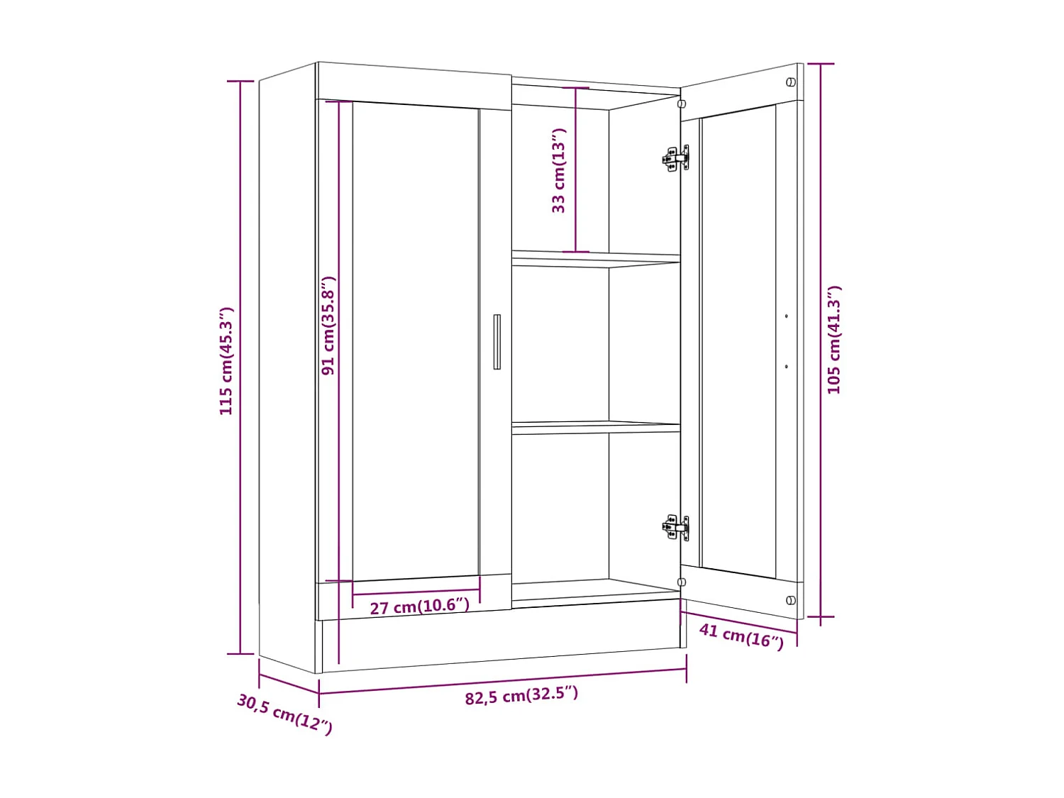 Armoire à vitrine Chêne marron 82,5x30,5x115cmBois d'ingénierie