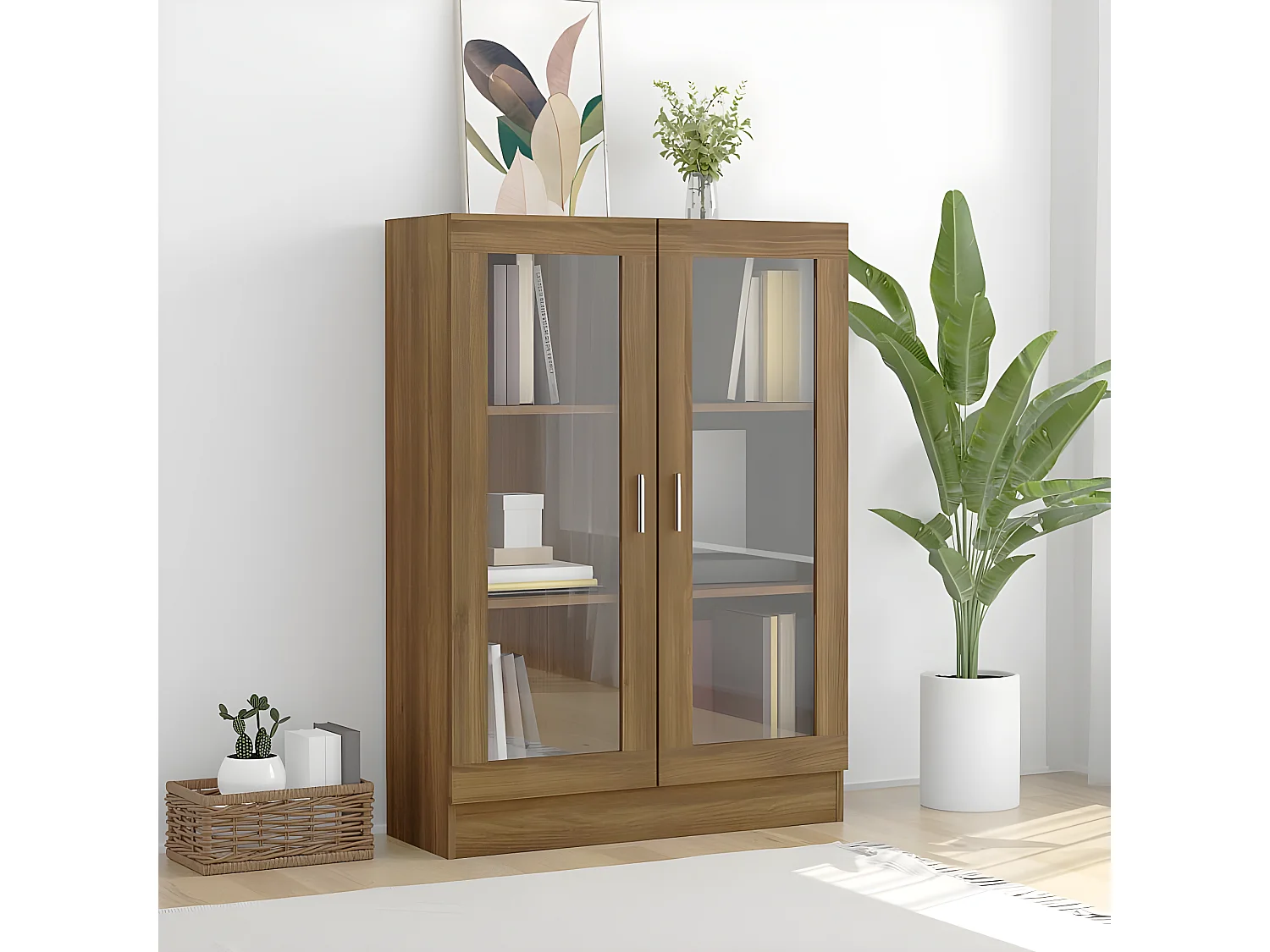 Vitrine 82,5x30,5x115 cm derivados de madeira carvalho castanho