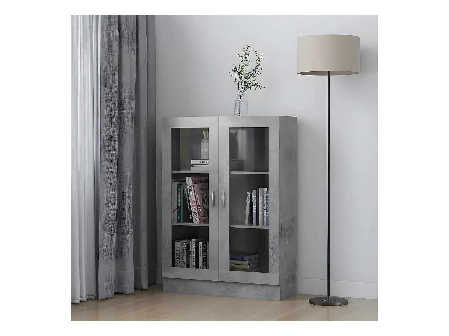 Armoire à vitrine Gris béton 82,5x30,5x115 cm Aggloméré