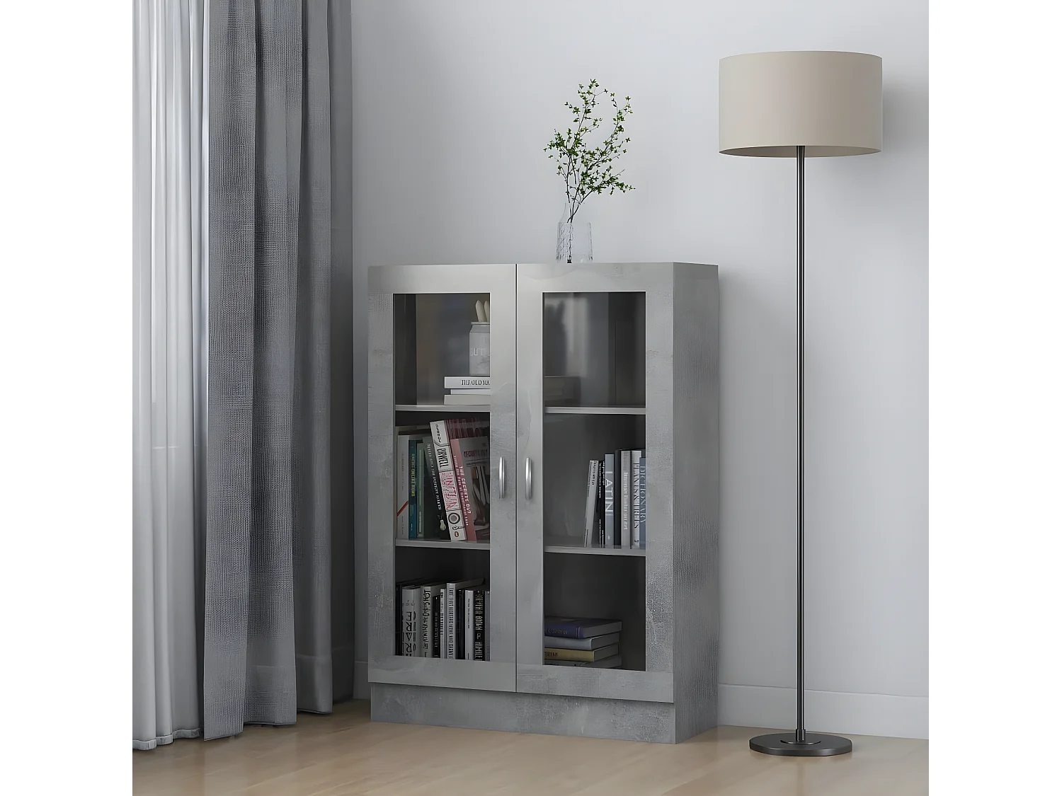 Armoire à vitrine Gris béton 82,5x30,5x115 cm Aggloméré