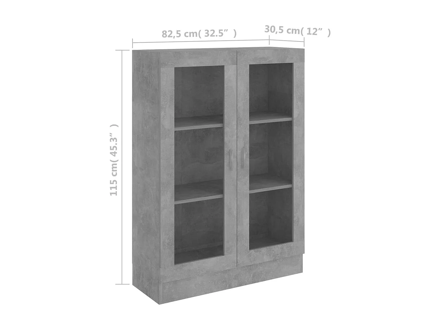 Armoire à vitrine Gris béton 82,5x30,5x115 cm Aggloméré