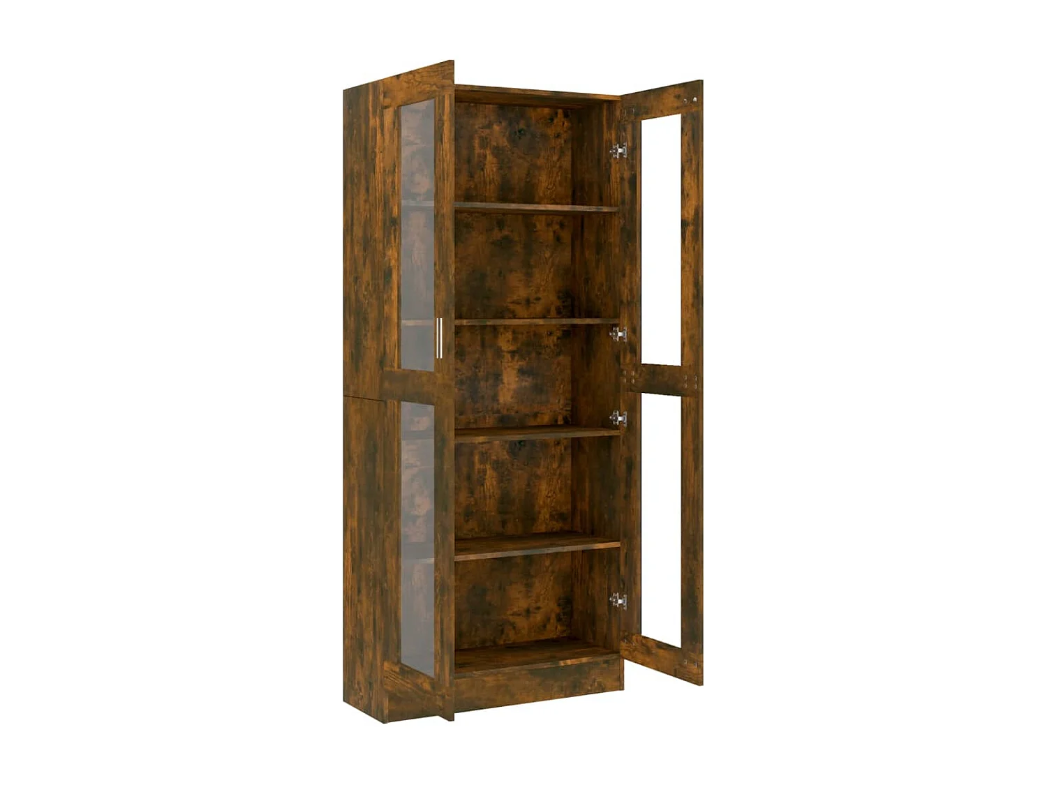 Vitrinekastukken82,5x30,5x185,5 cm bewerkt hout gerookt eikenkleur