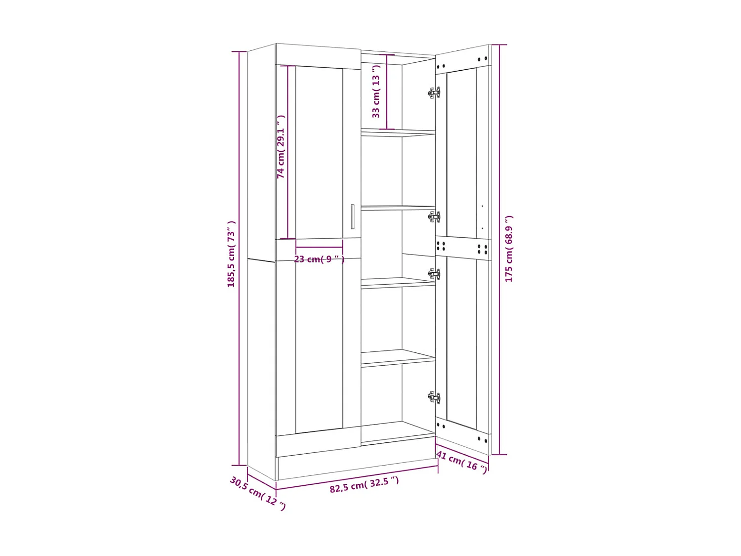 Armoire à vitrine Chêne fumé 82,5x30,5x185,5 cm Bois ingénierie