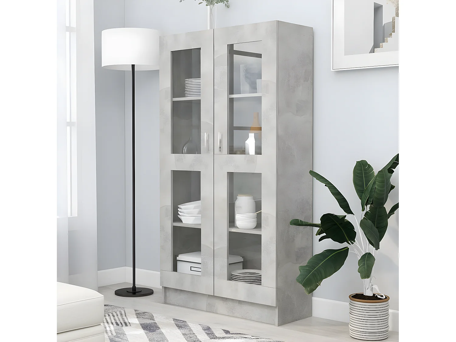Armoire à vitrine Gris béton 82,5x30,5x150 cm Aggloméré