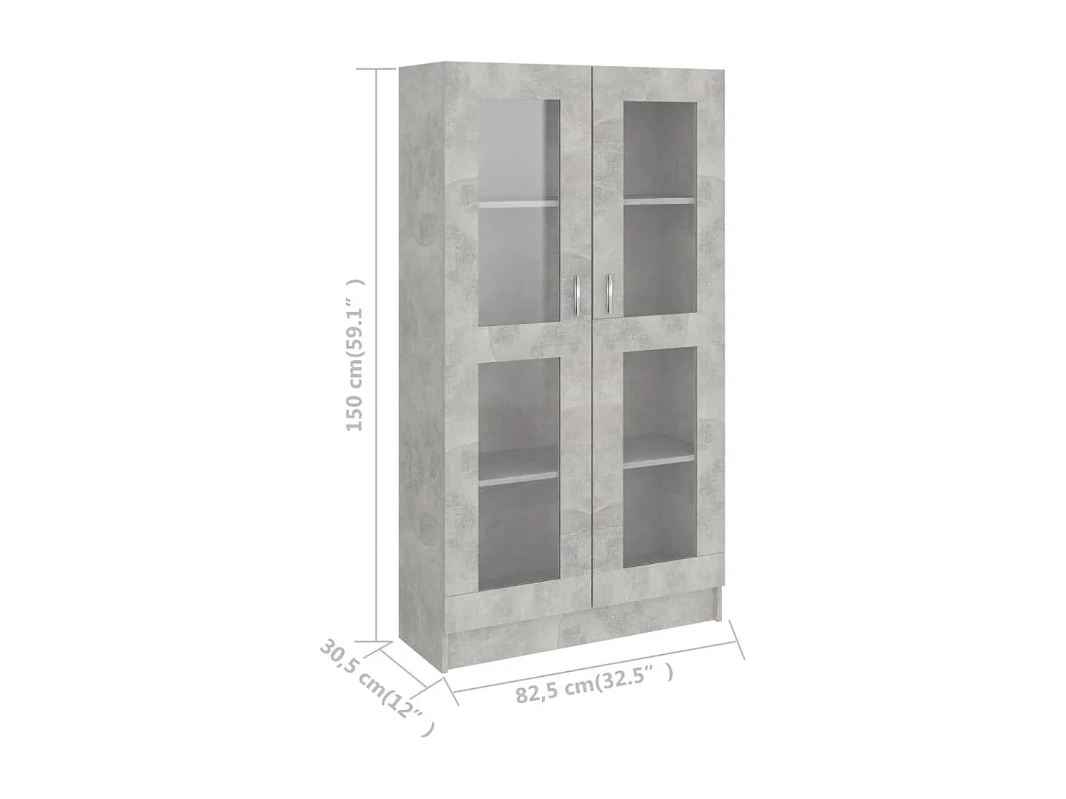 Armoire à vitrine Gris béton 82,5x30,5x150 cm Aggloméré
