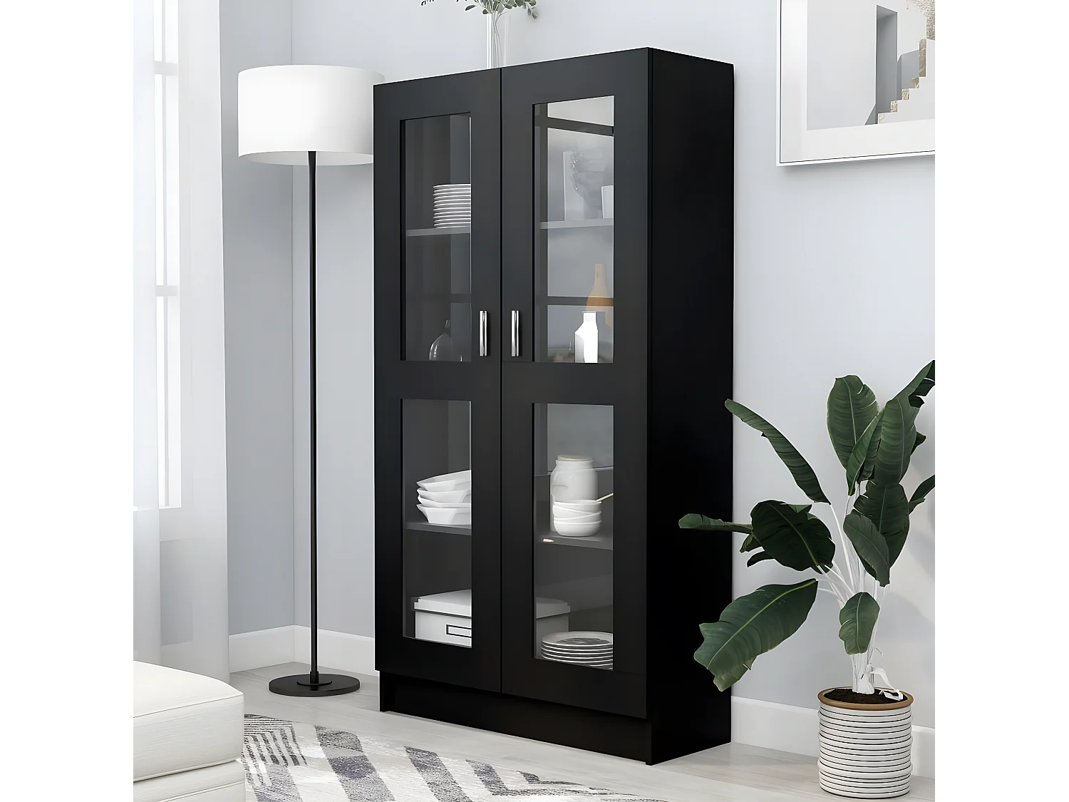 Armoire à vitrine Noir 82,5x30,5x150 cm Aggloméré