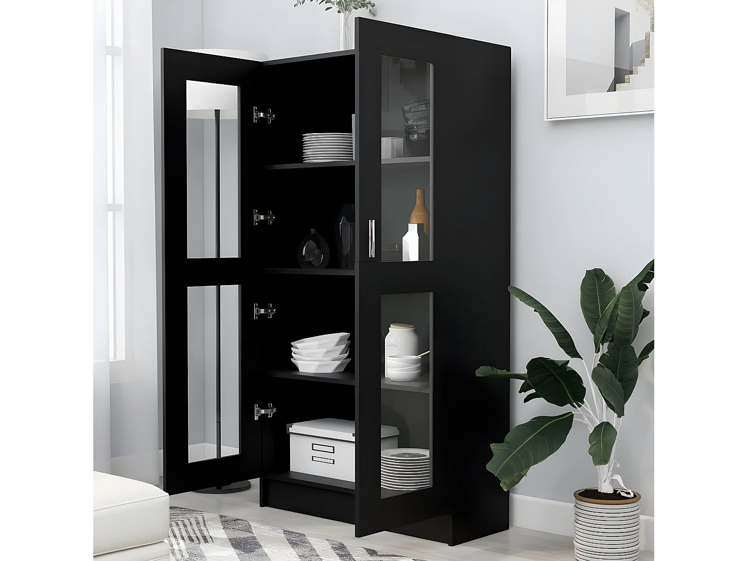 Armoire à vitrine Noir 82,5x30,5x150 cm Aggloméré