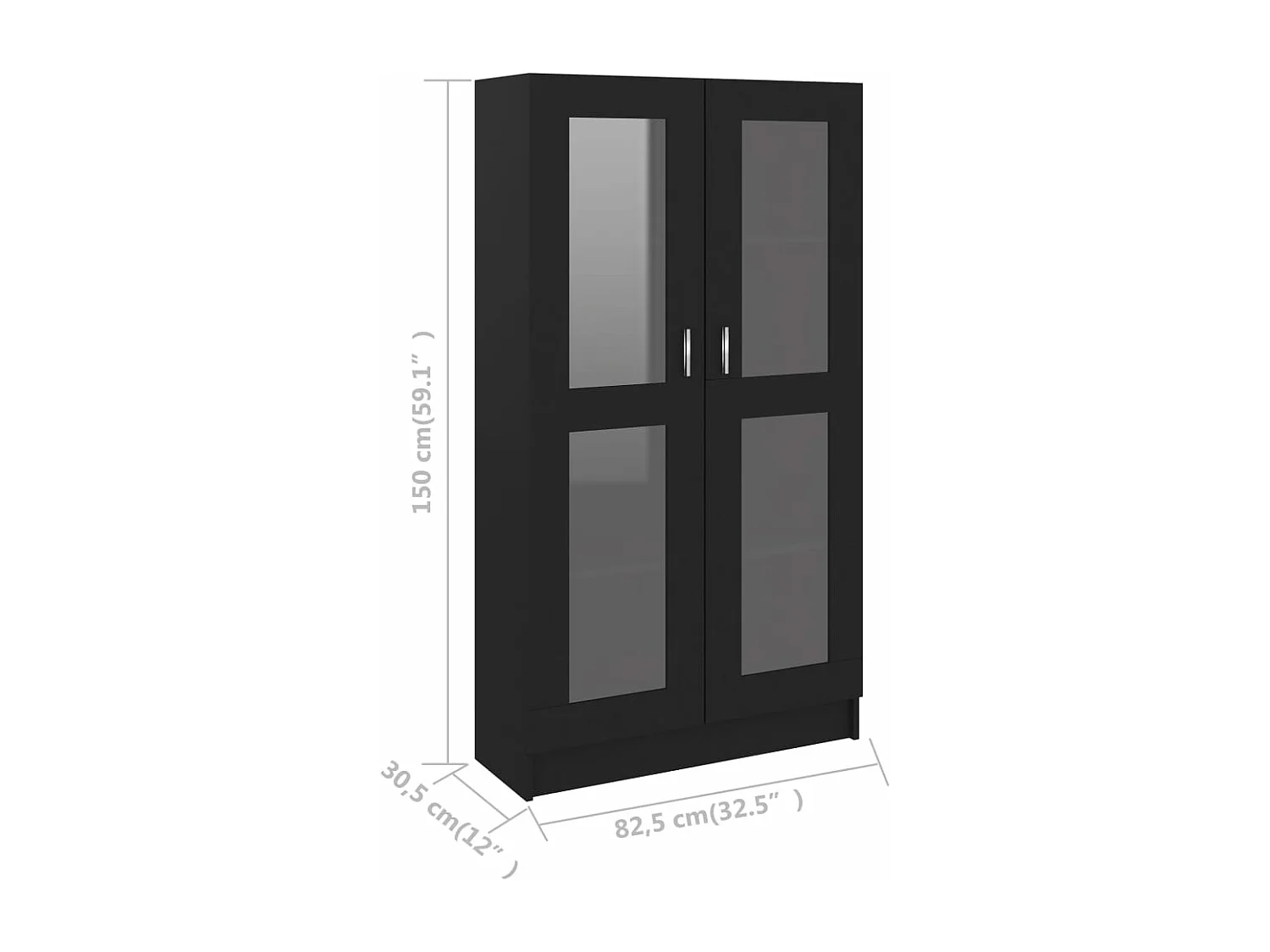 Armoire à vitrine Noir 82,5x30,5x150 cm Aggloméré