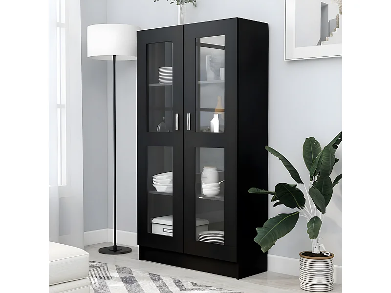 Armoire à vitrine Noir 82,5x30,5x150 cm Aggloméré