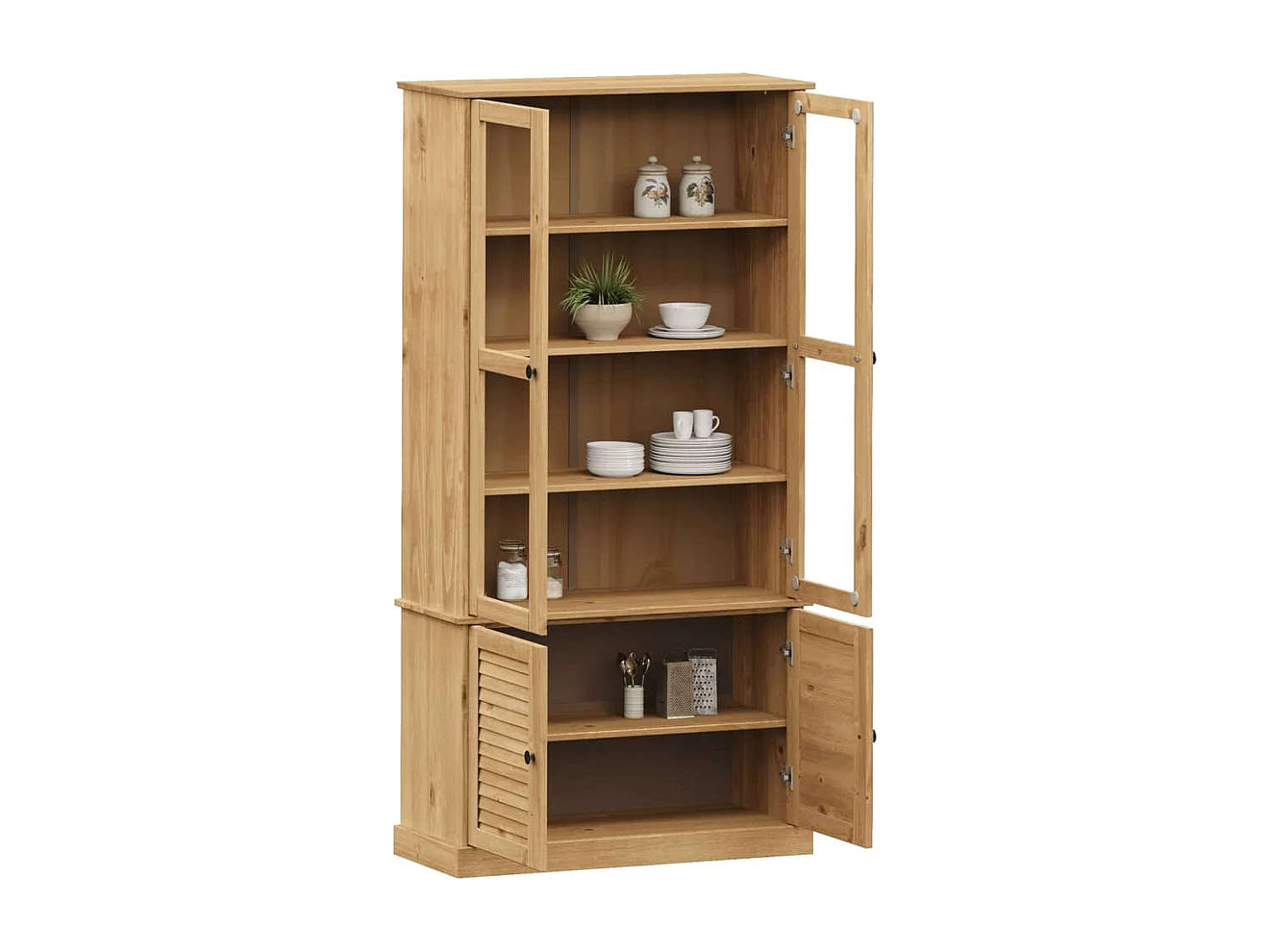 Armario con vitrina VIGO madera maciza de pino 85x35x170 cm