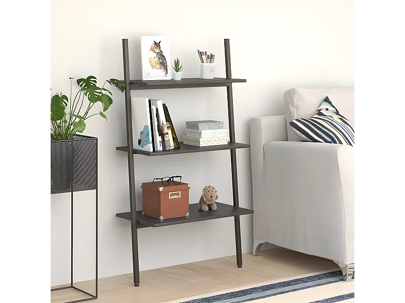 Estantería inclinada de 3 niveles negro 64x34x116 cm