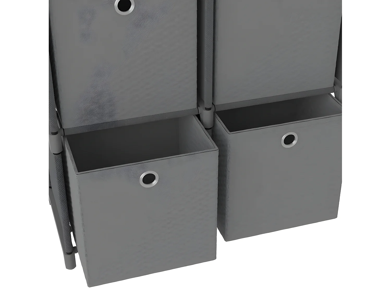 Étagère à 4 cubes avec boîtes Gris 69x30x72,5 cm Tissu