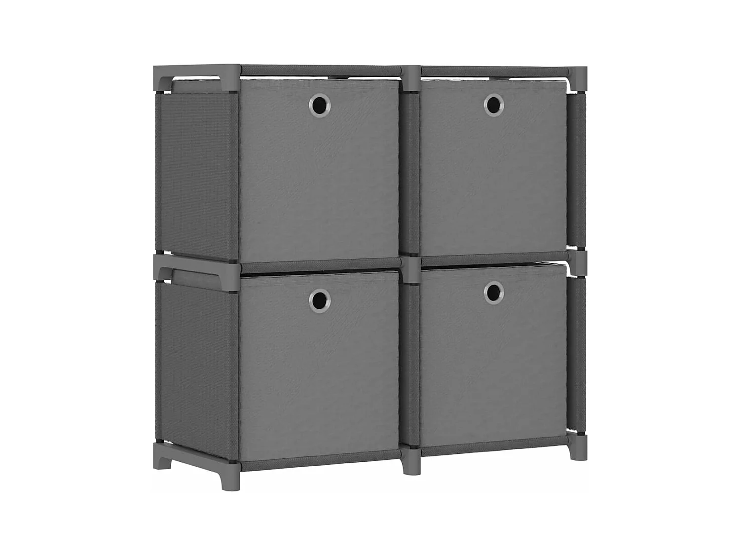 Étagère à 4 cubes avec boîtes Gris 69x30x72,5 cm Tissu