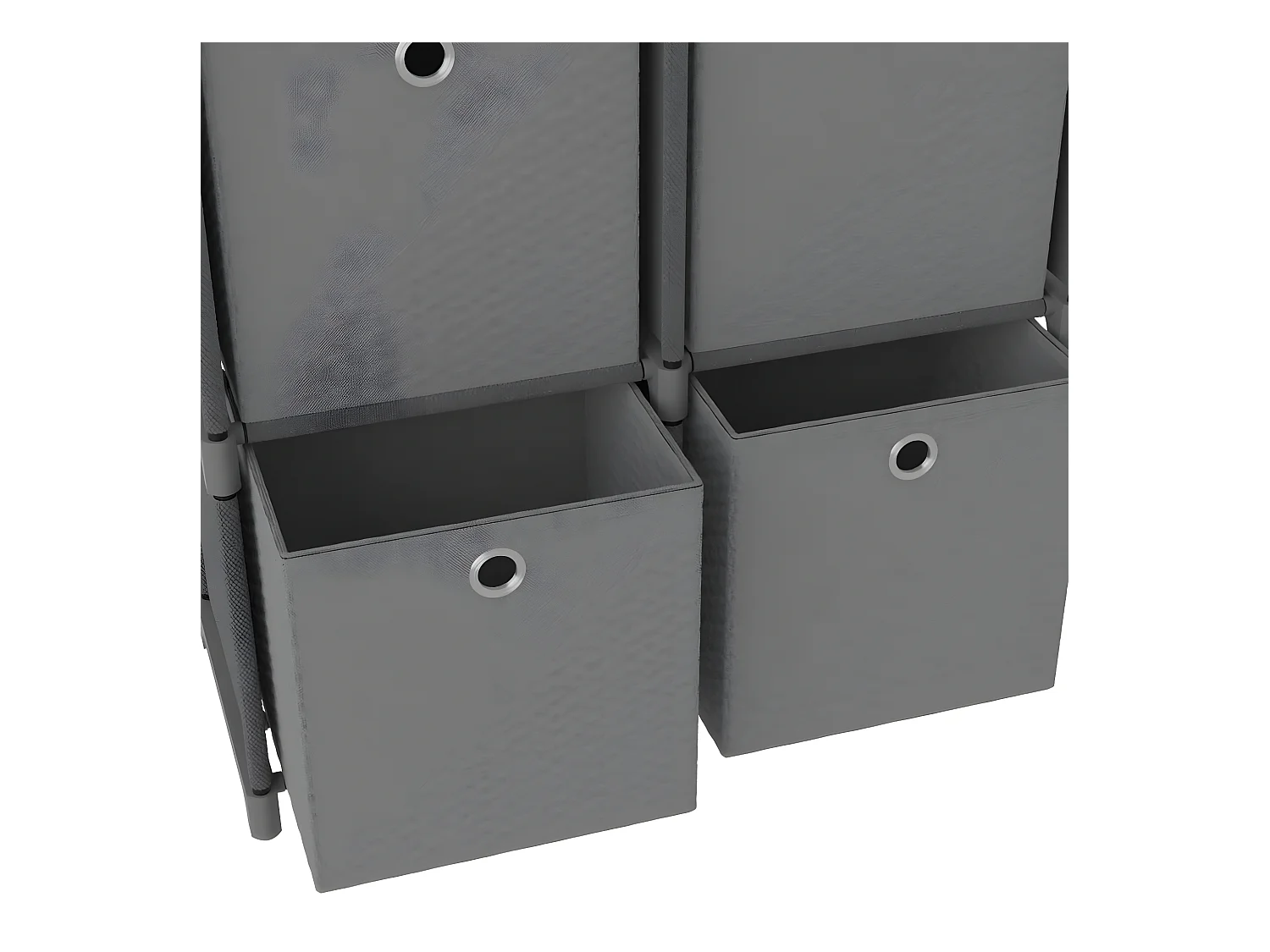 Étagère à 4 cubes avec boîtes Gris 69x30x72,5 cm Tissu