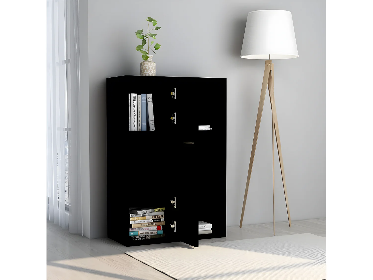 Armoire de rangement Noir 60x29,5x90 cm Aggloméré