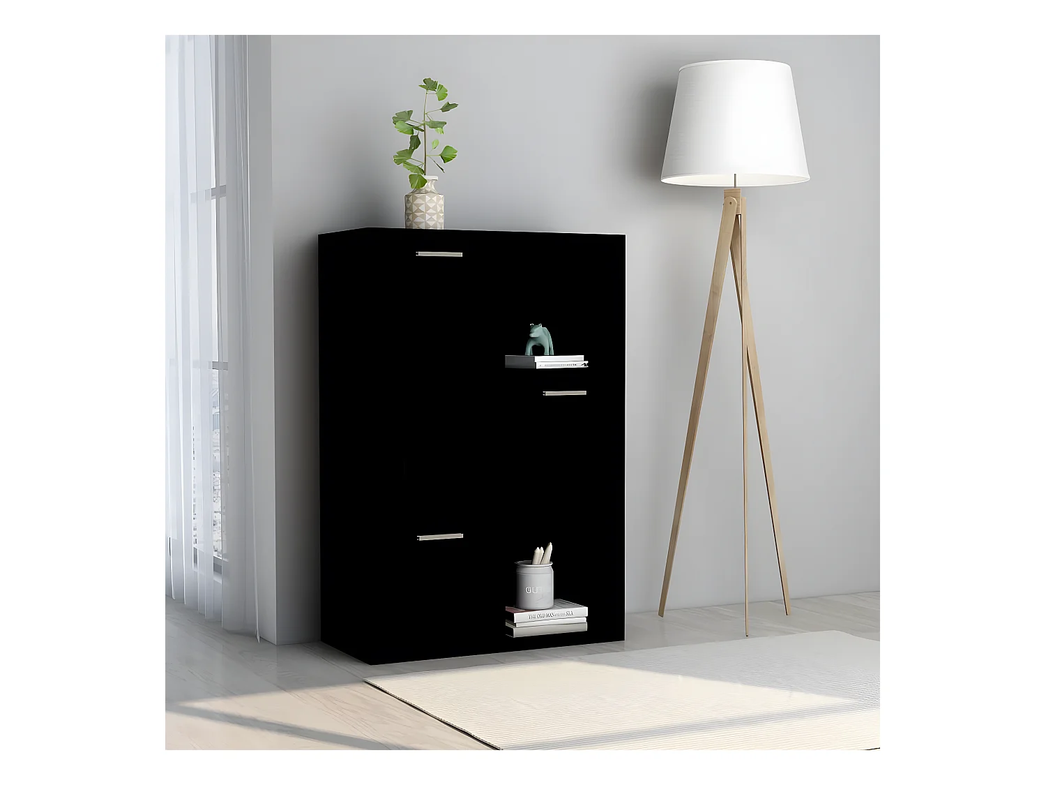 Armoire de rangement Noir 60x29,5x90 cm Aggloméré