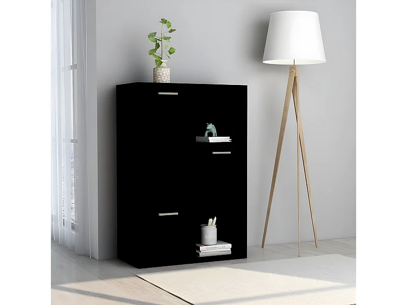 Armário de arrumação 60x29,5x90 cm contraplacado preto