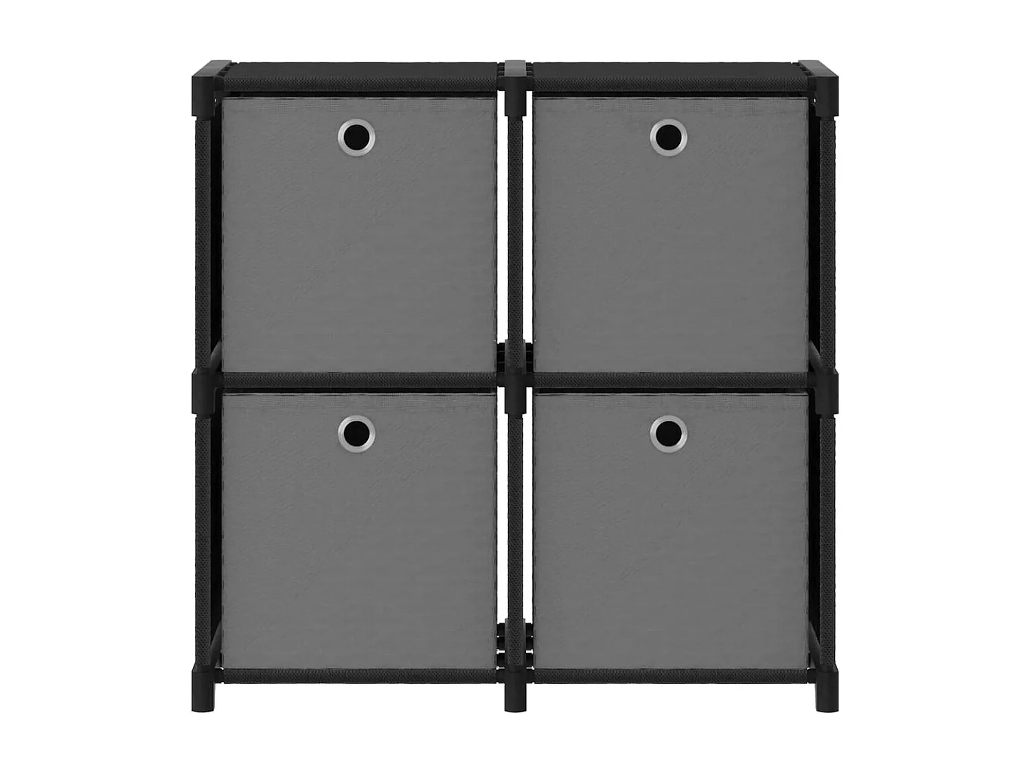 Étagère à 4 cubes avec boîtes Noir 69x30x72,5 cm Tissu