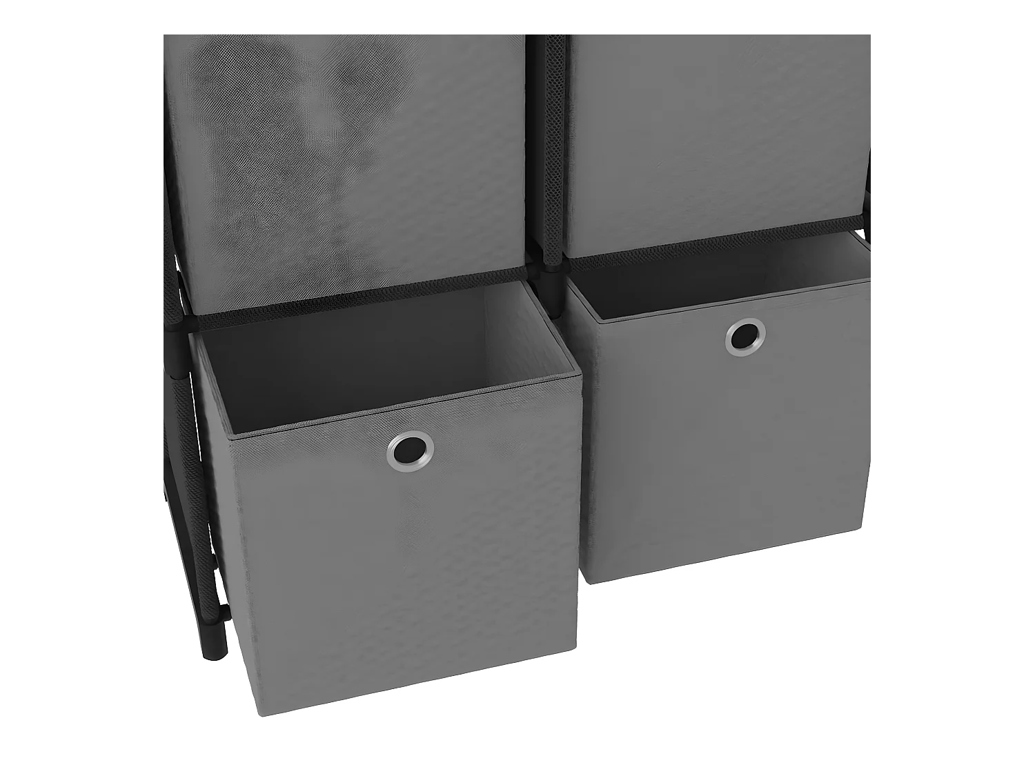 Étagère à 4 cubes avec boîtes Noir 69x30x72,5 cm Tissu