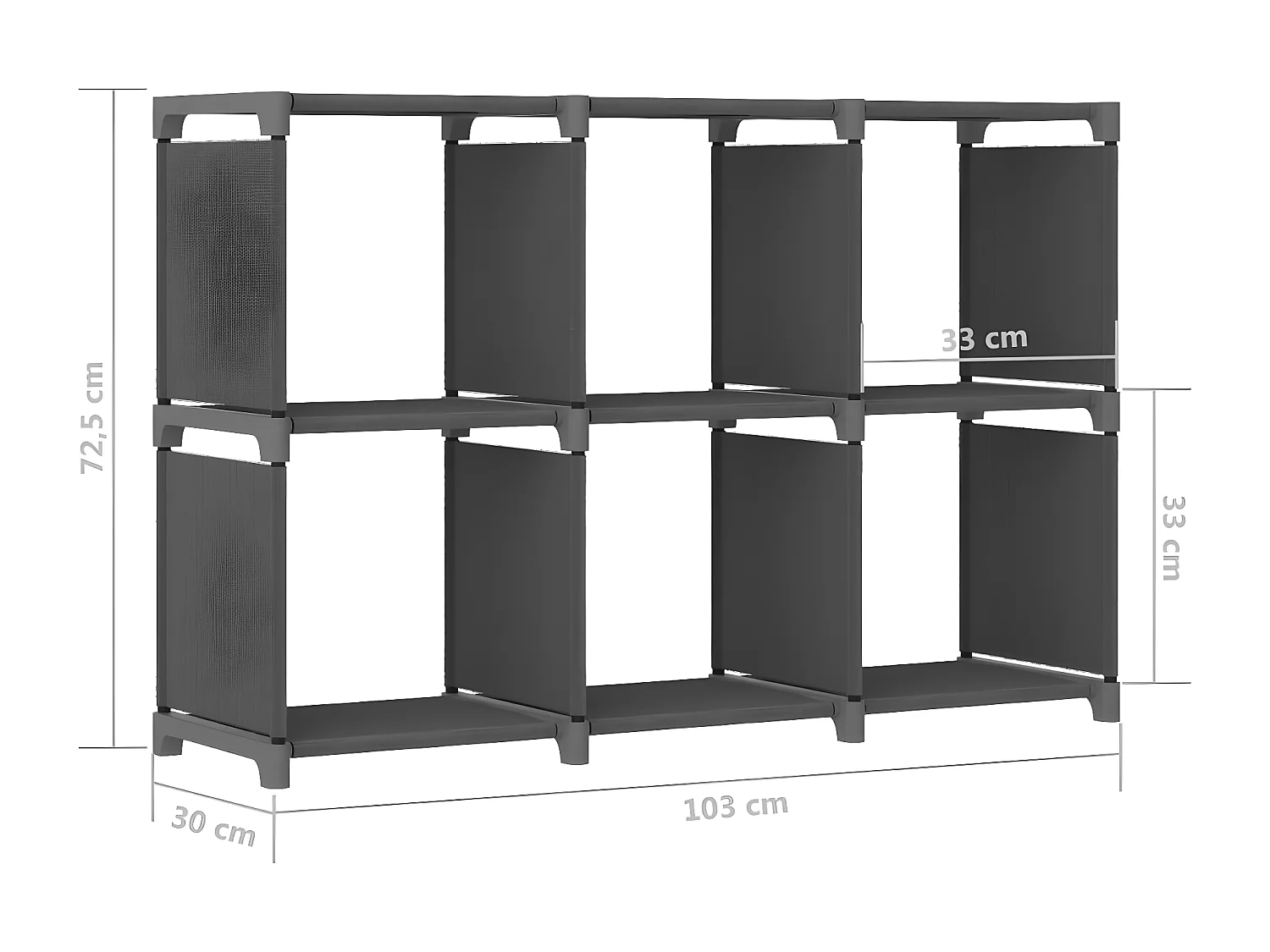 Étagère d'affichage 6 cubes Gris 103x30x72,5 cm Tissu